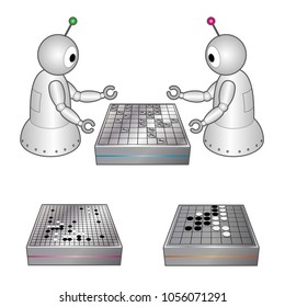 Two humanoid robots who play shogi