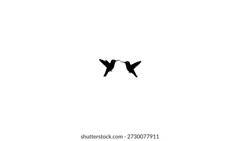 two hummingbird silhouettes facing each other against a stark white background