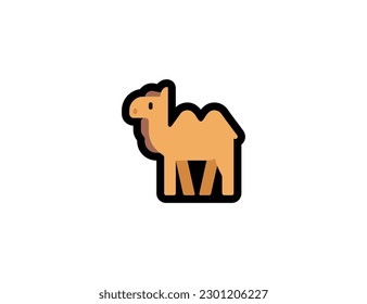 Two Hump Camel vector icon on a white background. 2 Hump Camel  emoji illustration. Isolated Camel vector emoticon