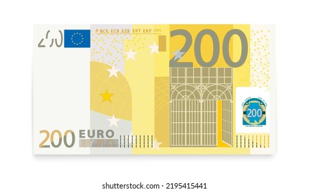 Two hundred euro banknote on a white background.