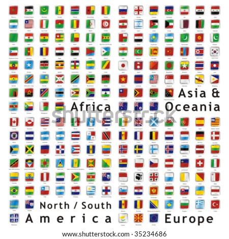 two hundred of fully editable vector world flags web buttons with official colors and details ready to use