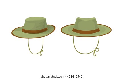 Two hunter hat. Hunting equipment. Vector illustration