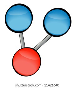 two hydrogen and one oxygen - water molecule - vector