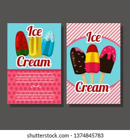 two ice cream popsicle template card