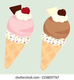 Two Ice cream with Star Sprinkle Waffle Cone 