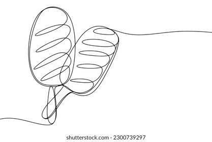 Two ice creams on a stick. Cold sweet. World Ice Cream Day. One line drawing for different uses. Vector illustration.