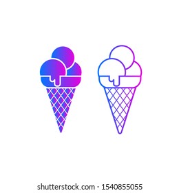 Two ice creams on white background