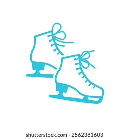 Two Ice Skates Illustration, White Background