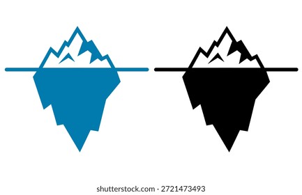 Dois gráficos iceberg, um em azul e outro em preto, ambos com partes visíveis e ocultas