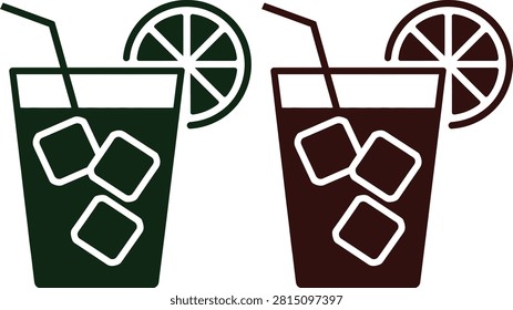 Two iced drinks with straws and lemon wheels on side