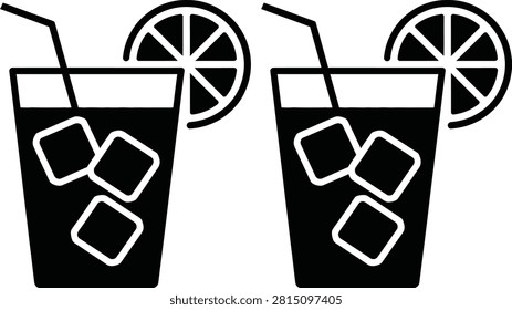 Two iced drinks with straws in tall glasses