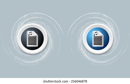 two icon and document icon and music symbol
