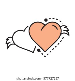 Two Icon Hearts wings line design