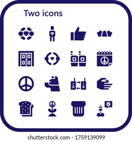dos conjuntos de iconos. 16 rellenaron dos iconos. Incluidos Amigos, Amigo, Mano, Doble Puerta, Amistad, Walkie talkie, Paz, Perro, Tostadas Iconos