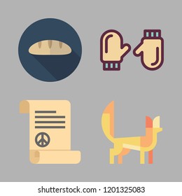 two icon set. vector set about peace treaty, baguettes, fennec and mittens icons set.