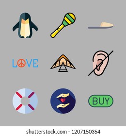 two icon set. vector set about charity, deaf, slipper and penguin icons set.
