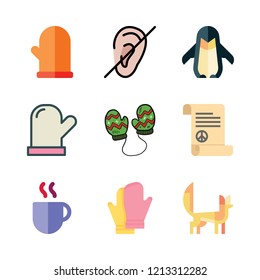 two icon set. vector set about fennec, deaf, coffee cup and mitten icons set.