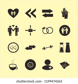 two icon. two vector icons set man woman love, salt pepper shaker, left right arrows and doctor
