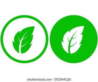 two icons with green leaf silhouette in frame