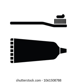Two Icons Including A Tooth Brush And A Tube Of Tooth Paste In Vector Format.