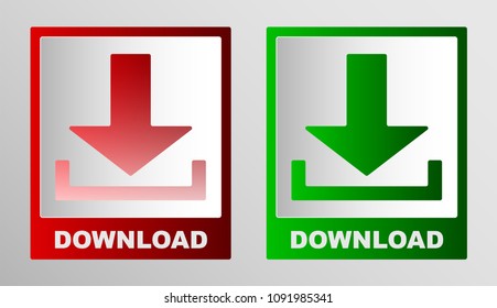 Two icons of the information download indicator in red and green hue