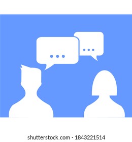 two icons male and female and two bubble chat on it