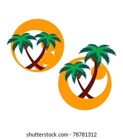 two icons with palm trees