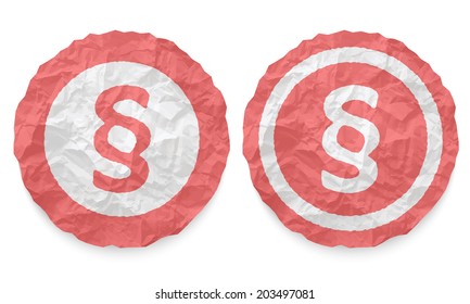 two icons with texture crumpled paper and paragraph