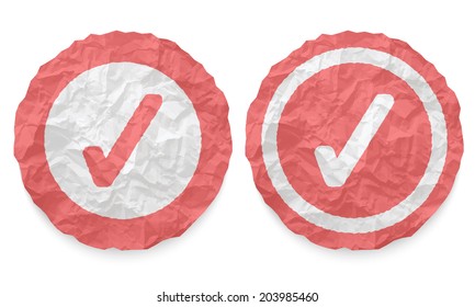 two icons with texture crumpled paper and check box