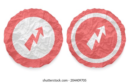two icons with texture crumpled paper and flash symbol