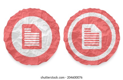 two icons with texture crumpled paper and document icon