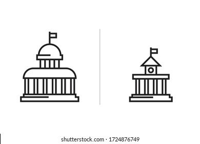 Two icons for the town Hall or Museum. Two versions of the icon simple and more complex