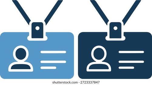 Dos iconos de la insignia de la identificación, uno en azul claro y uno en azul oscuro, en un fondo blanco puro, gráficos del Vector para los conceptos de la Identificación del usuario