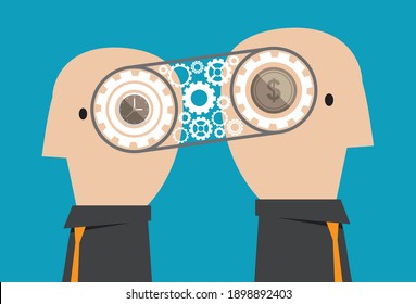 Two ideas help think of work, Vector illustration in flat style
