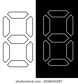 two identical 7-segment display outlines, one white on black, one black on white, forming the number "8"
