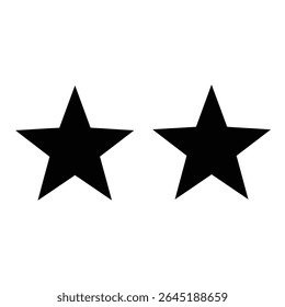Two identical black star silhouettes are positioned against a white background The stars are simple and solid black with no internal details.