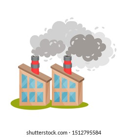 Two Identical Houses With Chimneys. Vector Illustration On A White Background.