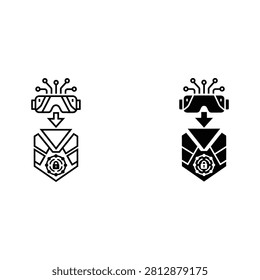 Two identical icons with arrows pointing downwards and upward direction navigation interface