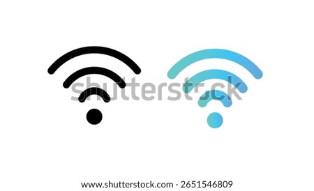 Two identical WiFi signal strength icons one solid black and one blue gradient on a white background