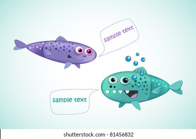 Two Illuminated little fish talking together Vector