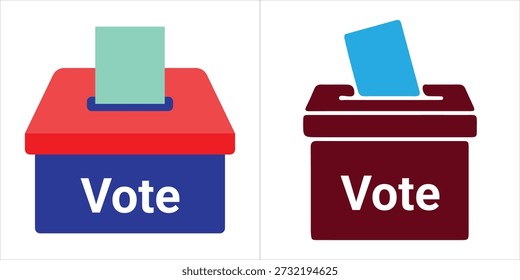 Dos ilustraciones de una urna para votar y elecciones, representando la democracia y los derechos civiles