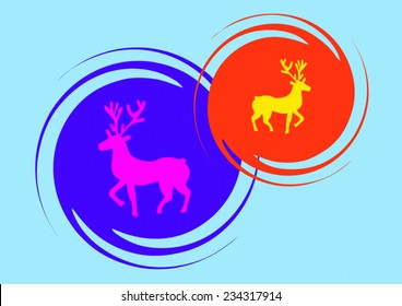 Two illustrations of deers.