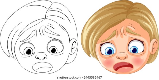 Two illustrations showing worried facial expressions