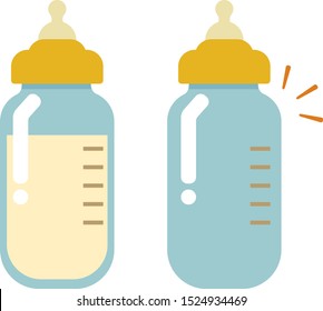 Two illustrations of simple baby bottles
