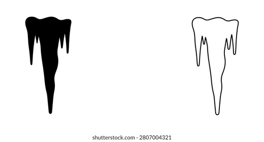 two illustrations of a tooth with melted wax dripping down isolated on white background