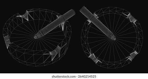 Two images of a Ashtray cigarette. Vector Illustration