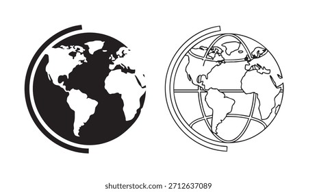 The two images are of the earth, one is a circle and the other is a circle with a line through it