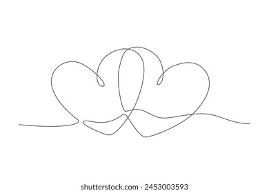 Two images of love symbols. Love concept one-line drawing