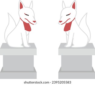 Two Inari statues facing each other.