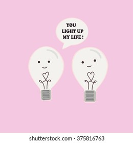 Two incandescent light bulbs in love